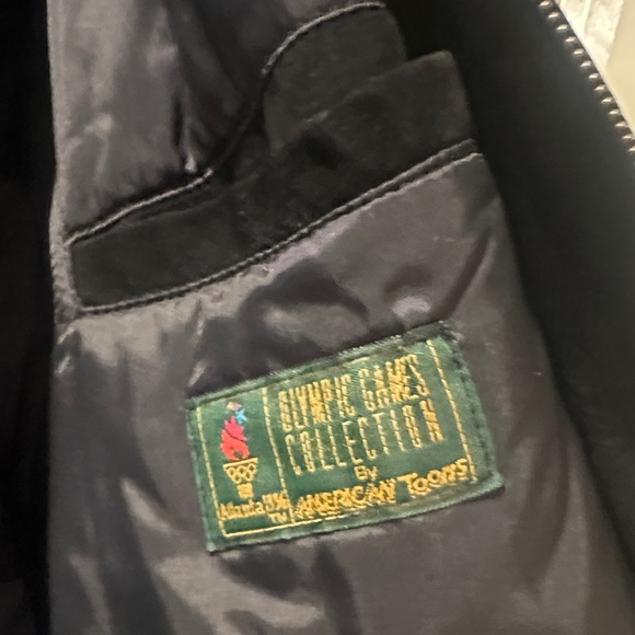 Vintage- Atlanta Olympic Games 1996 Suede Jacket -Black and Tan Bomber Jacket - Picture 10 of 16